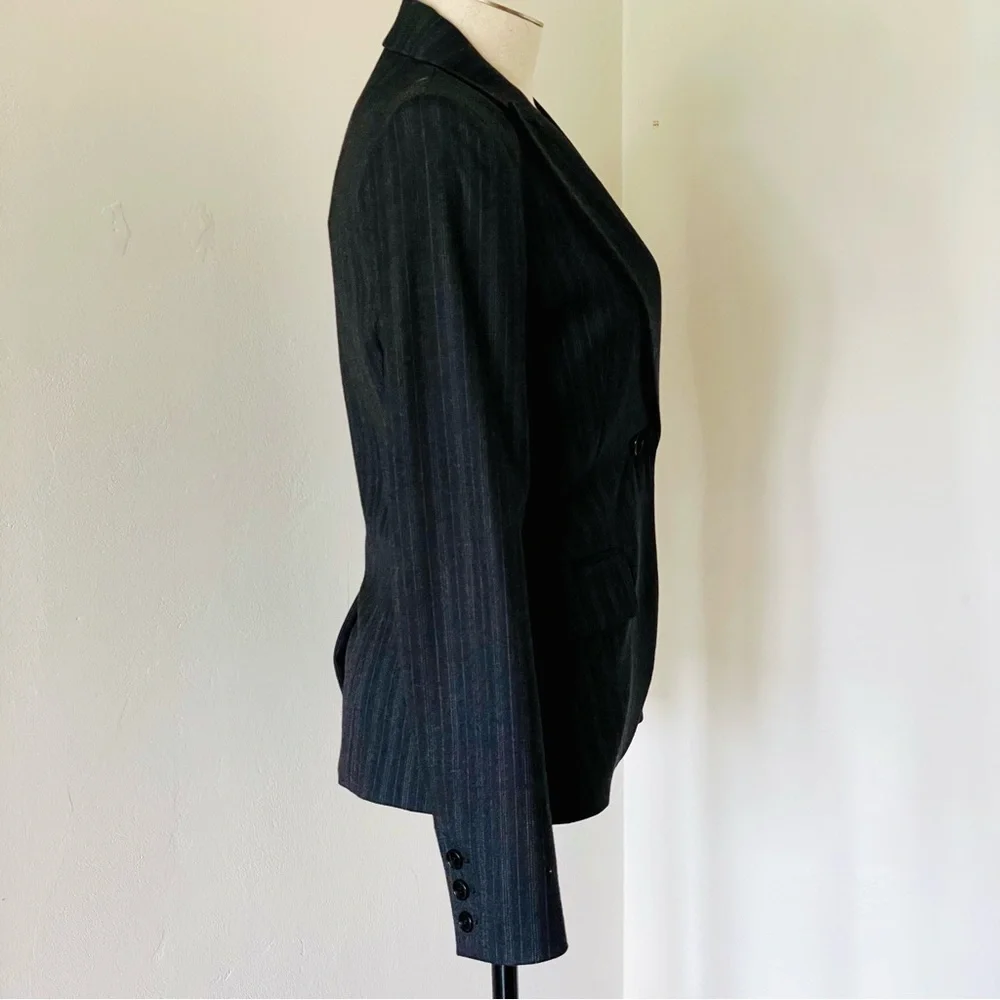 Gorgeous NWT Theory Charcoal Pinstripe Wool Blend Blazer Size: 0 - Picture 3 of 12
